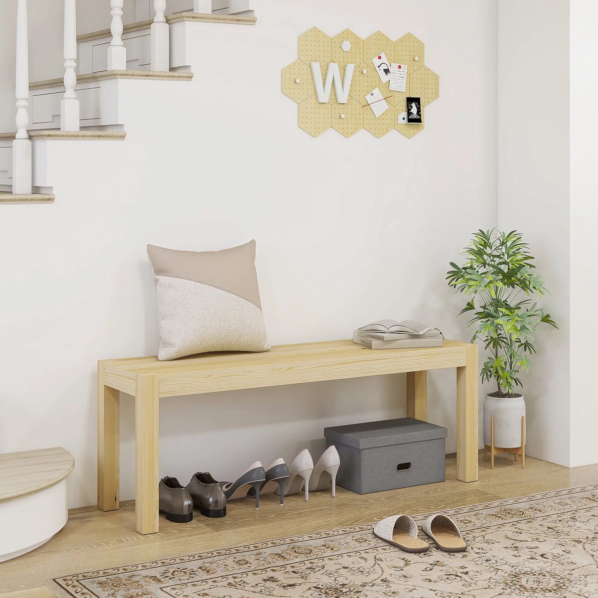 Pugsdrly Houten bankje Keukenbank, massief hout, 2-zitsbank, 120 cm x 33 cm x 45 cm, naturel