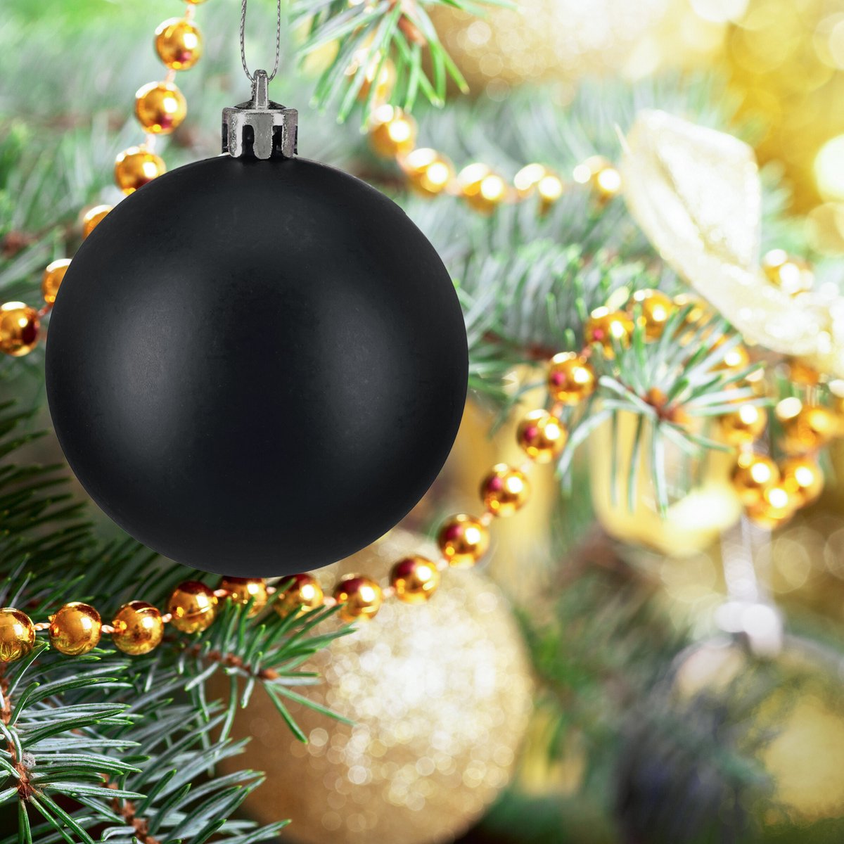 kerstballen set van 50 - Ø 6 cm - mat - kunststof - zwart – foto 5