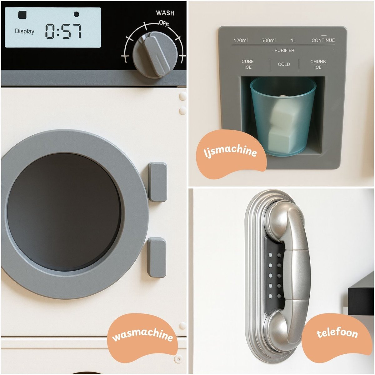 Maxx kidz - Houten Speelgoed Keuken - Complete Speelkeuken - Wit Keukentje met Grijze Afwerking - Stevige Kinderkeuken met Accessoires - Speelgoedkeuken met Geluid — afbeelding 6