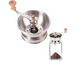 Koffiemolen - Handmatige dekselbevestiging voor potten met brede hals, bramen van roestvrij staal en keramiek, perfect voor kamperen en thuisbarista's
