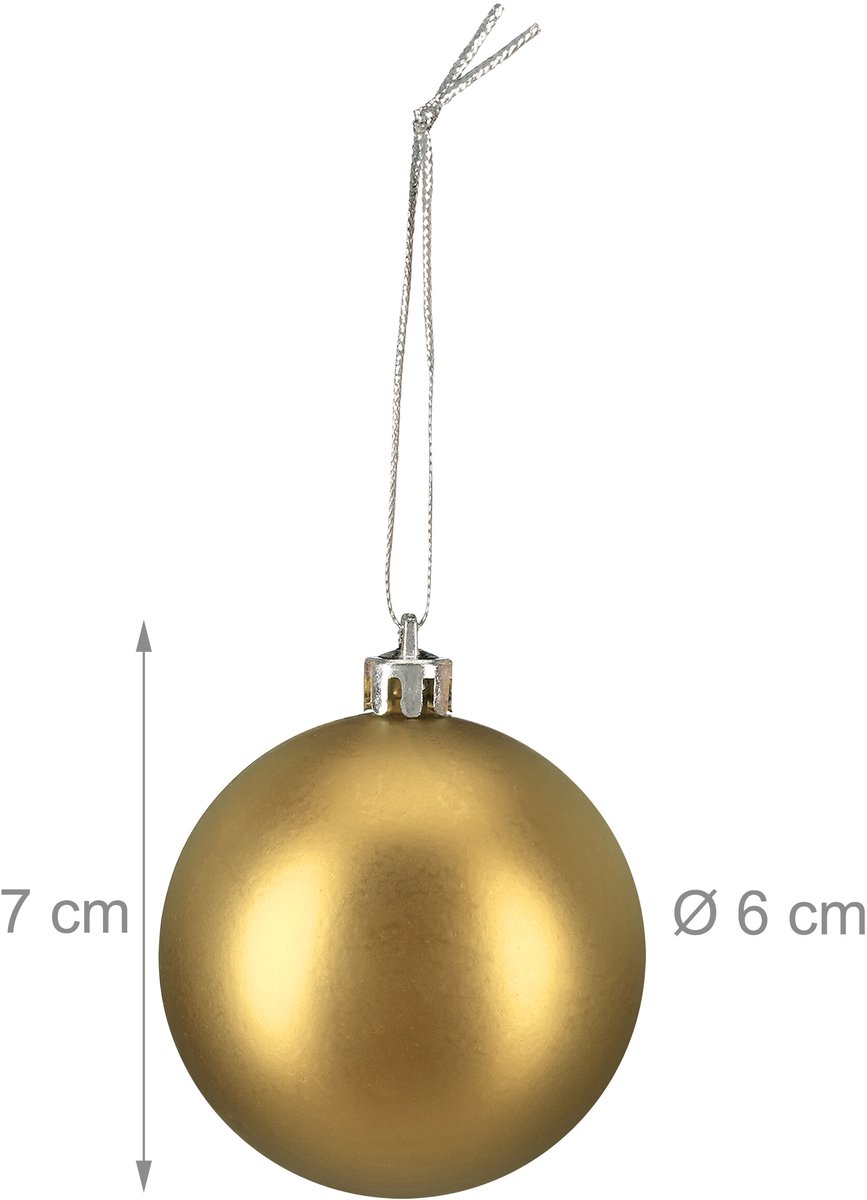 kerstballen set van 100 - Ø 6 cm - mat - kunststof - goud – foto 5