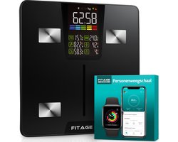 FITAGE LED Weegschaal Personenweegschaal Digitaal - Slimme Weegschaal met 17x Lichaamsanalyse - Weegschalen - FITAGE App FITAGE LED Weegschaal Personenweegschaal Digitaal - Slimme Weegschaal met 17x Lichaamsanalyse - Weegschalen - FITAGE App
