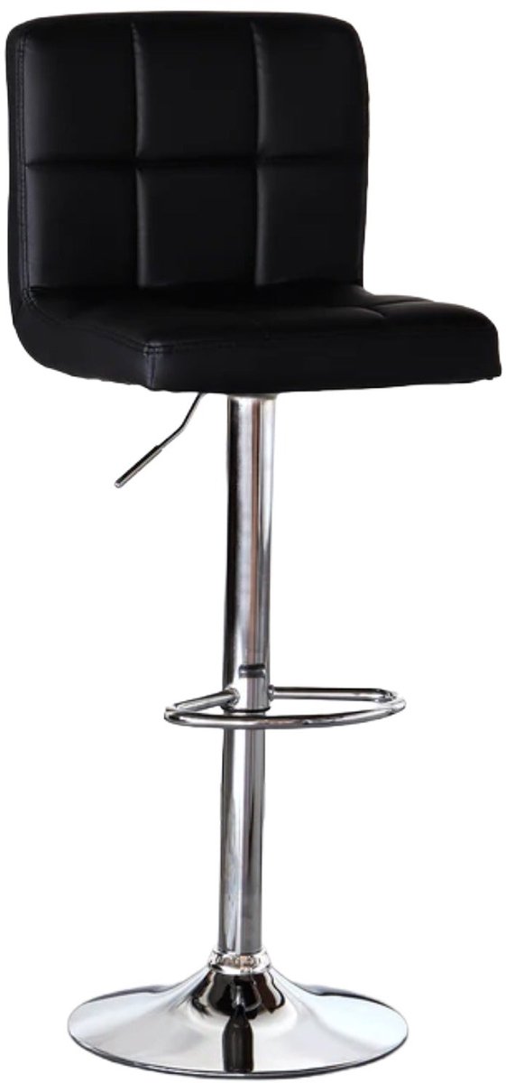 Lizzely Garden & Living SET DEAL: 4 stuks Barkruk Anel met rugleuning: zwart leder barstoel