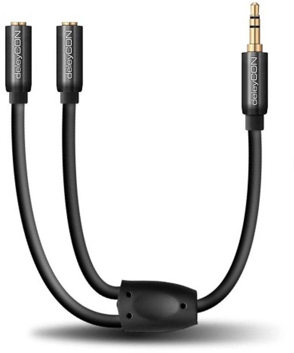 deleyCON Audio Y-Adapter 3.5mm male naar 2x 3.5mm female 0.20