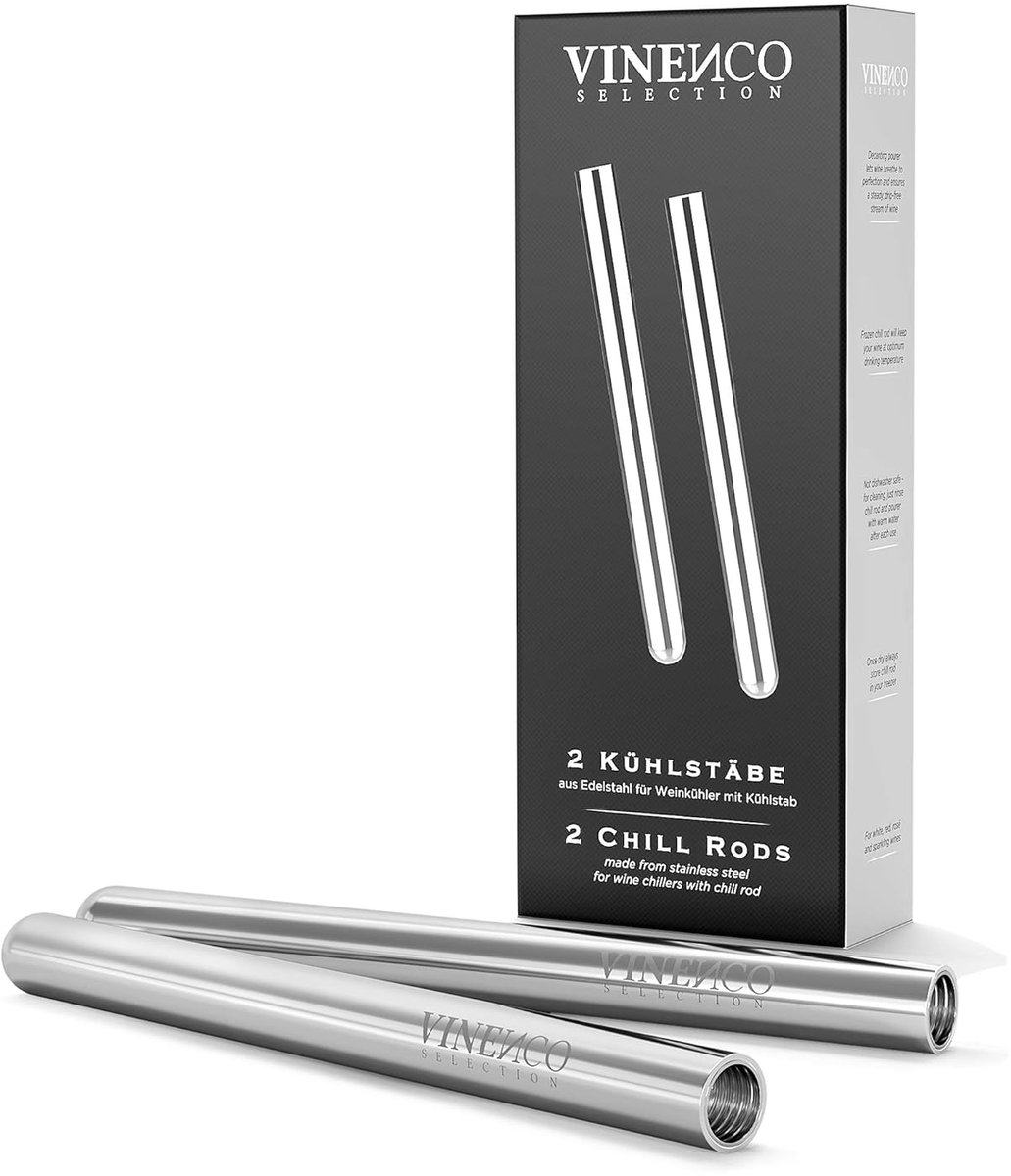 3-in-1 Wijnkoeler Stick - Houdt Wijn Perfect Koud - 1 stuk - RVS & Acryl