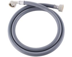 Universele wasmachine slang -Wasmachine slang verlengstuk - Universele koudwater vulslang - 2m - Met rechte en 90° elleboog aansluitingen - Eenvoudige installatie - Geschikt voor wasmachines - Grijs