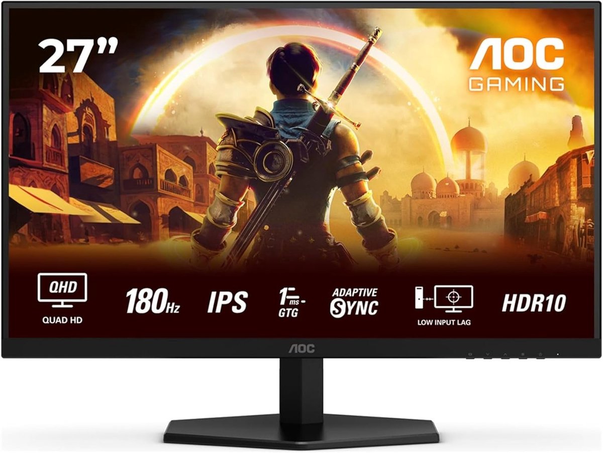 AOC G4 Q27G42XE - QHD IPS Gaming Monitor - Esports Base - 0.5ms - 180hz - Speakers - 27 inch