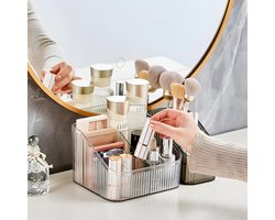 Clear Makeup Brush Holder & Organizer for Vanity, Bathroom Countertop - 4 Cup Toiletry Organizer, Storage & Display for Skincare, Perfume, Hairbrush, Sunglasses & Desk Accessories