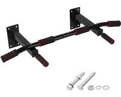 TTD® Premium Pull Up Bar - Pull Up Station - Optrekstang Wandmontage - Dip Station - Dip Bars - Thuis Sporten - Thuis Fitness - Premium materialen - Extra stevige montage onderdelen - Home workout - Zwart/Rood