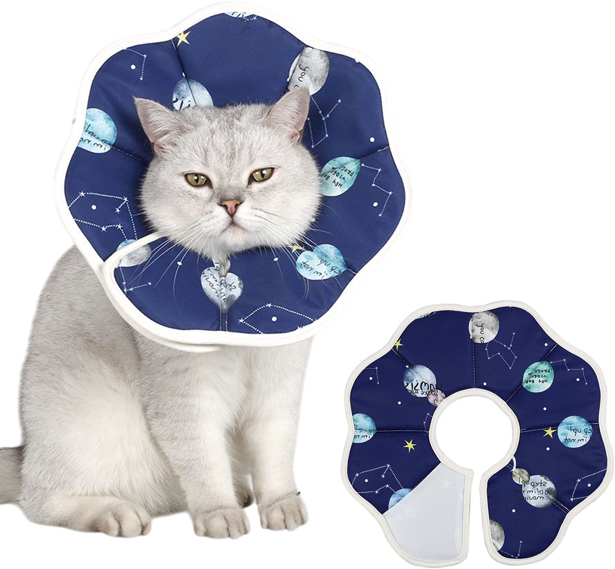 MAGICSHE Beschermkraag Kat - Verstelbare Kattenkap Voor Katten, Puppy's Na Een Operatie - Zachte Elizabethaanse Kattenkraag B-Blauw S