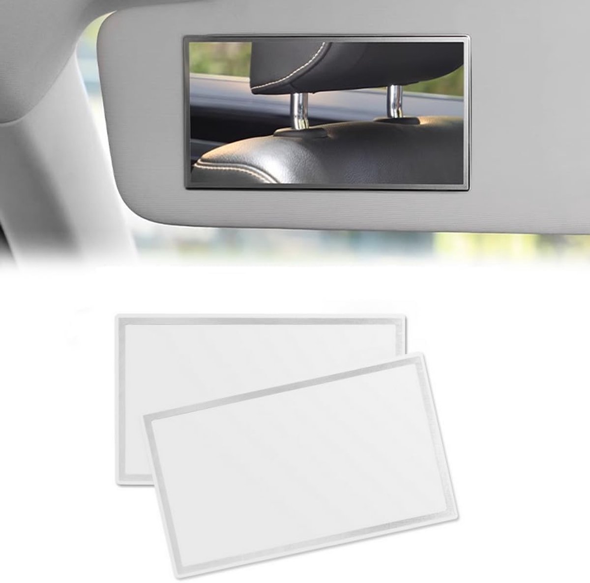Image of 2pcs Car Makeup Mirror - Sun Visor Mirror - Self Adhesive Makeup Mirror - Car Visor Mirror Seat Mirror voor Auto - 15 x 8cm