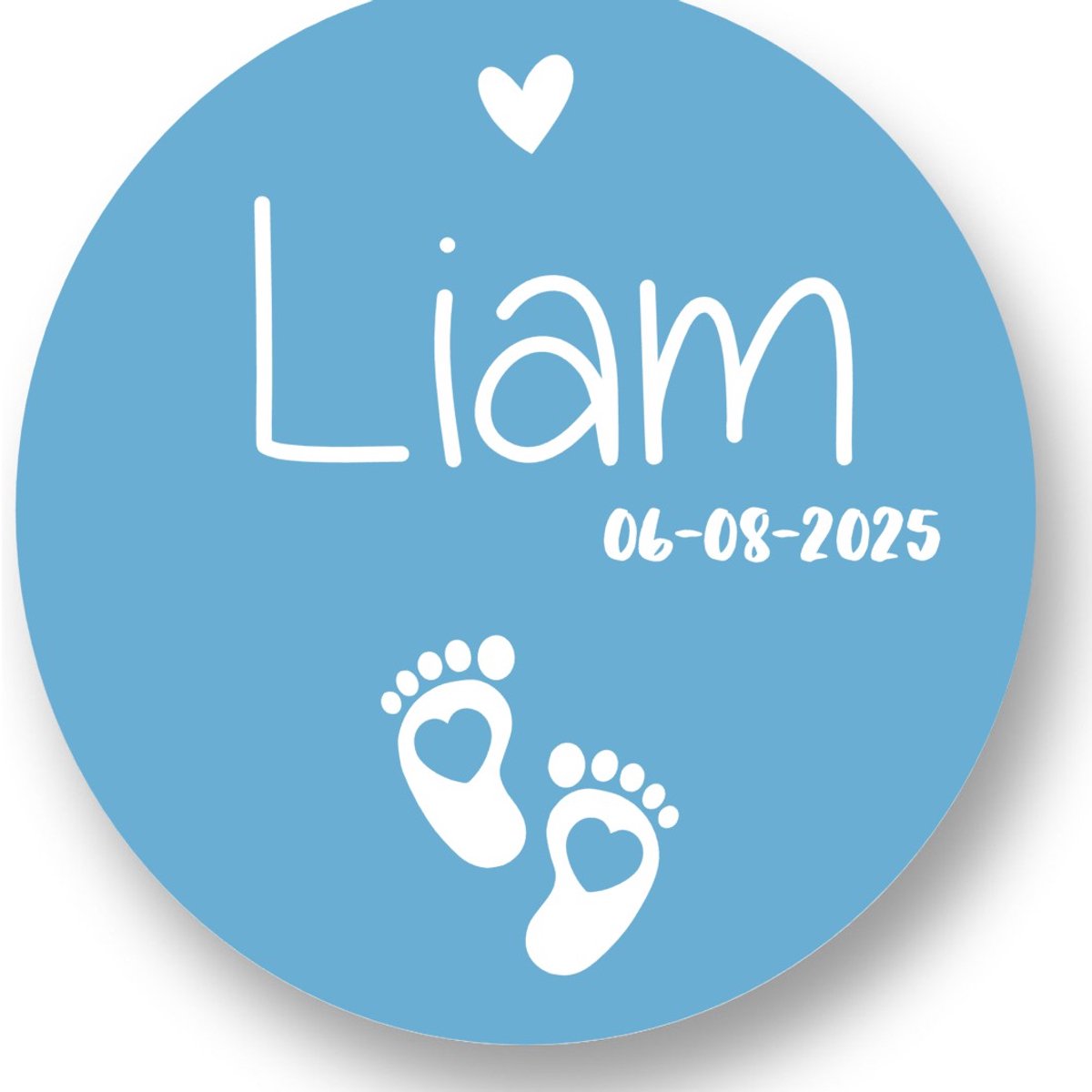 20x Sluitsticker Geboorte naam en datum - Blauw - 40 mm - Geboorte Sticker - Sluitzegel - Sticker Geboortekaart Meisje Jongen - Baby nieuws - Trakteren Broer Zus Basisschool Kinderdagverblijf - Glossy - Sluitzegel - Wensetiket - RoNa Design