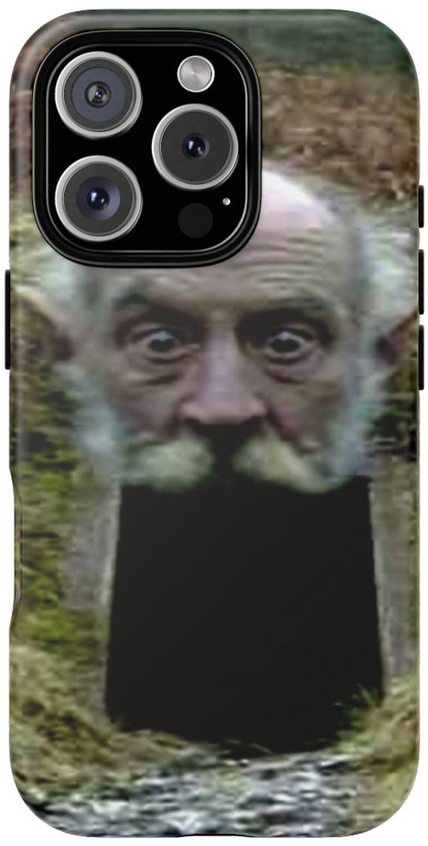 Surrealistische Reuzenhoofd-Toegang in de Natuur – Telefoonhoesje Geschikt voor iPhone 16 Pro