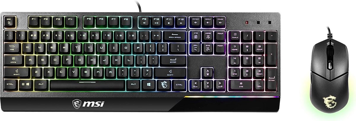 MSI Vigor GK30 combinatie (VS) toetsenbord inclusief muis, gaming USB QWERTY, Amerikaans Engels, zwart