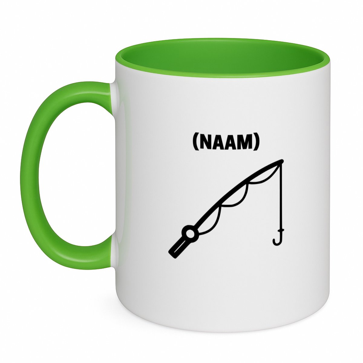 Hacebo® - Vissen met eigen naam koffiebeker groen - Vissen - Visser - thee mok - koffie beker - Sport - koffiemok - 350 ML inhoud