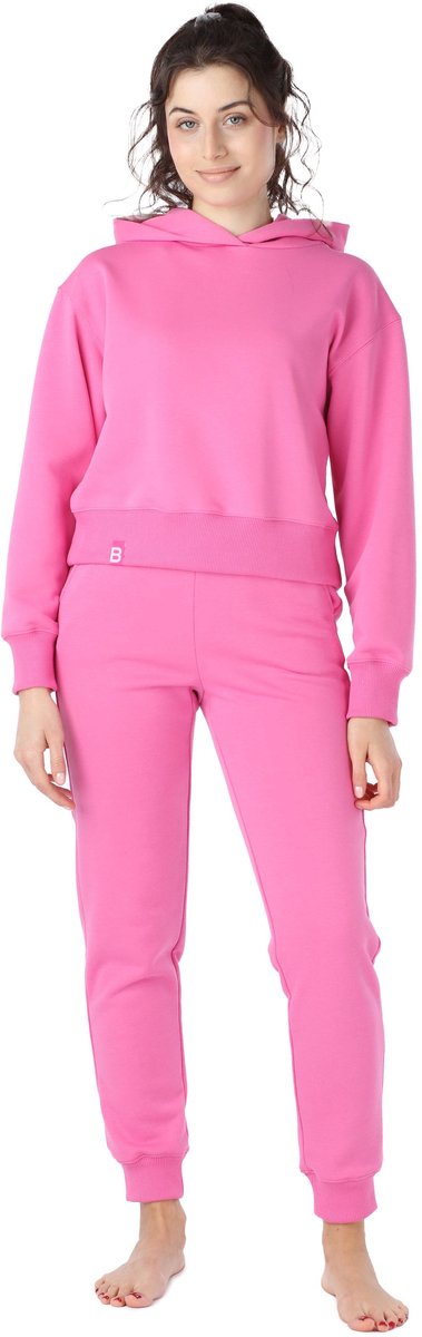 Bellivalini – Sportpak - Dames Huispak – Joggingpak – Trainingspak – Katoen – Tweedelig - Lange Mouwen – Roze – XL – BLV-BLV50-222-SET