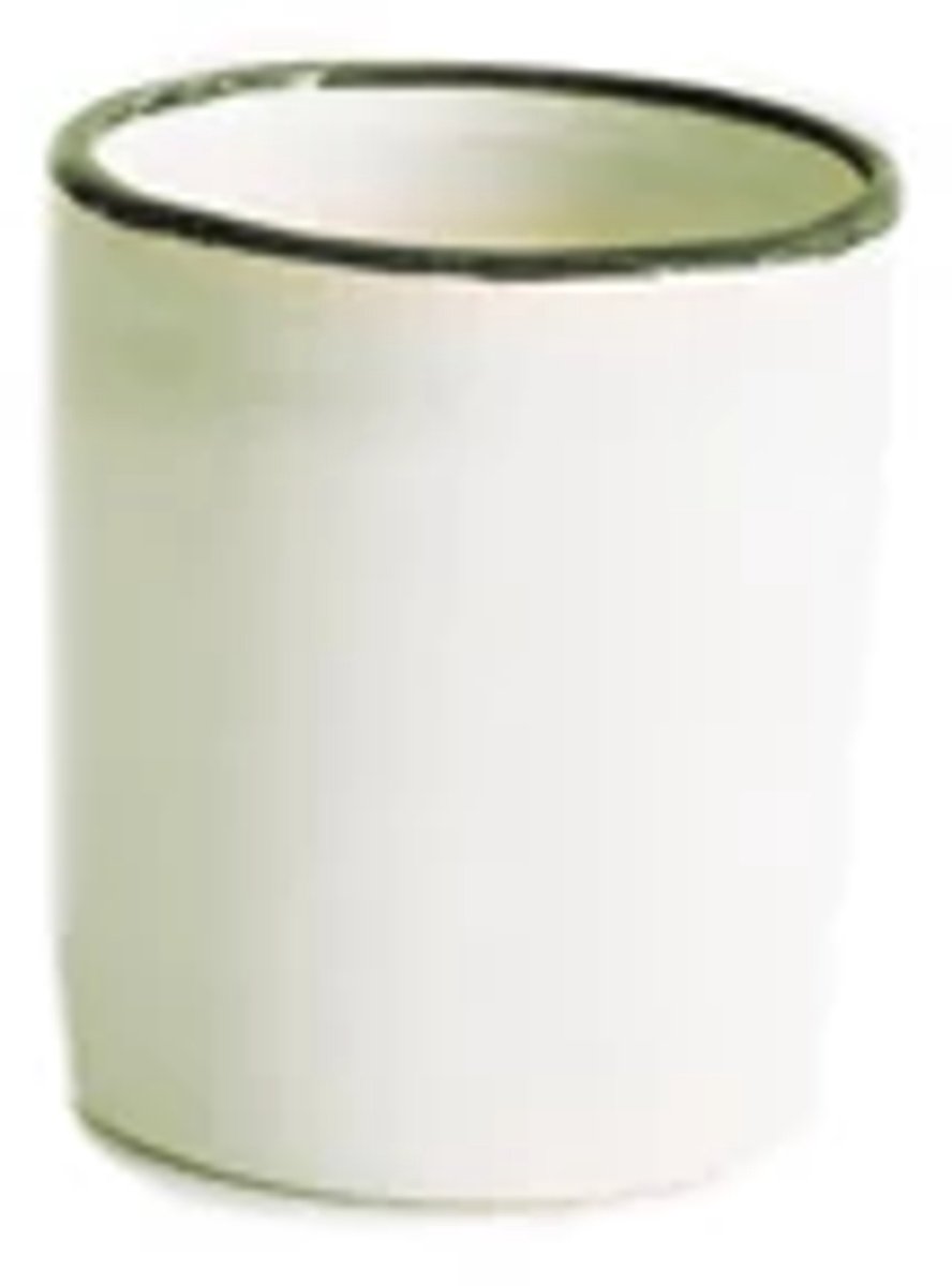 Val Pottery Foolish Mokka beker D7cm H8cm groene lijn