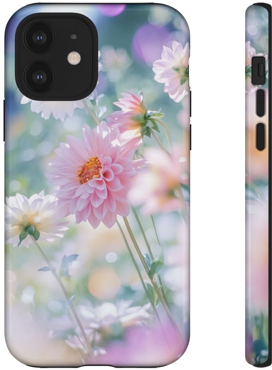 Zachte Pastel Dahlia's Bloemmotief – Telefoonhoesje Geschikt voor iPhone 12