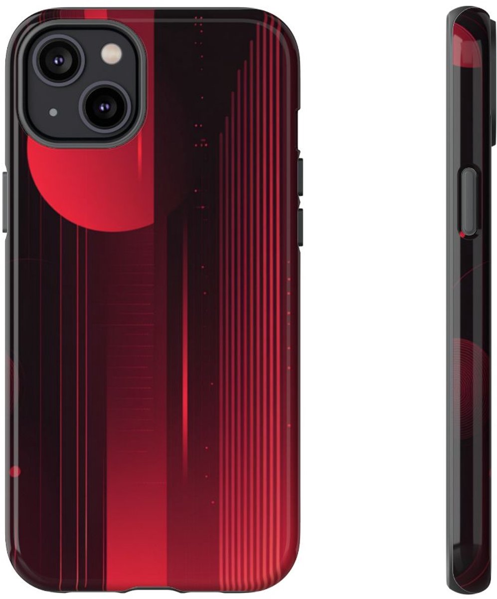 Abstract Rood Geometrisch Ontwerp – Telefoonhoesje Geschikt voor iPhone 14 Plus