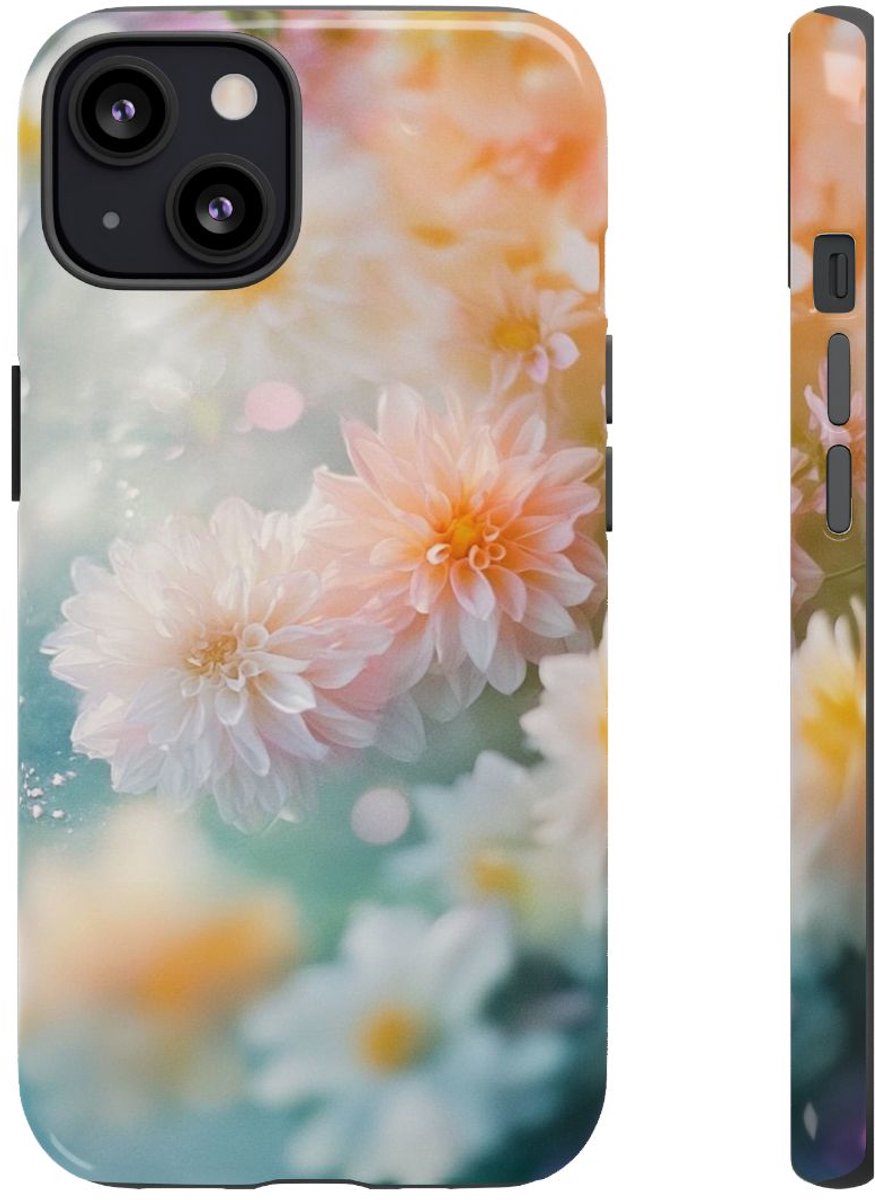 Zachte Pastel Dahlia's Bloemmotief – Telefoonhoesje Geschikt voor iPhone 13