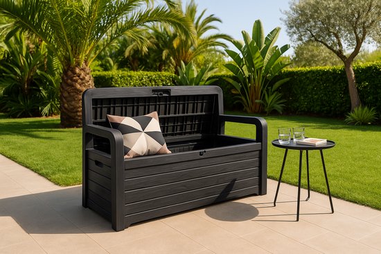 Central Park Kussenbox Strongbox - Staal - Antraciet - 500L - 134x62x78,5cm