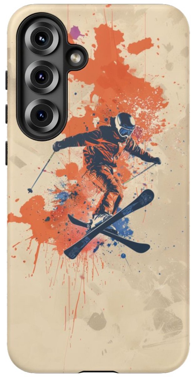 Skiër met Verfspatten – Telefoonhoesje Geschikt voor Samsung Galaxy S25 Plus