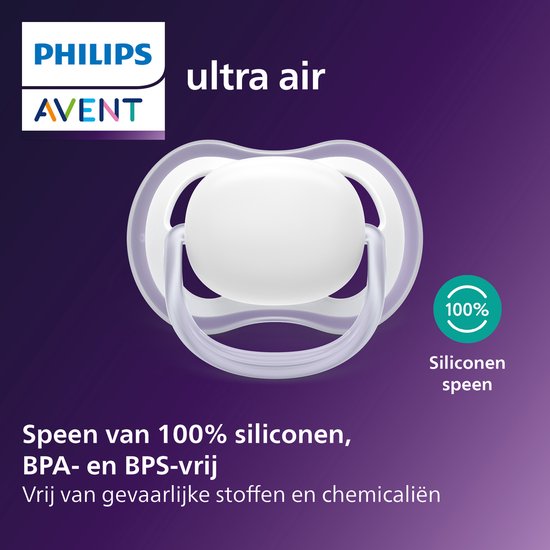 Philips Avent Ultra Air - Ademend en lichtgewicht fopspeen (0-6 mnd) - 4 stuks - SCF087/20 van Merkloos — afbeelding 3