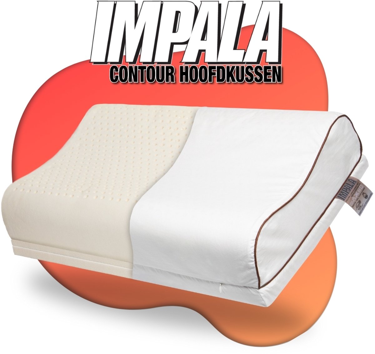 Impala Latex aanpasbaar Contour- 100% Natuurlijk - Ondersteunend, gevromd Orthopedisch kussen - Medium Stevig kussen 40x60 volledig in hoogte én hardheid instelbaar