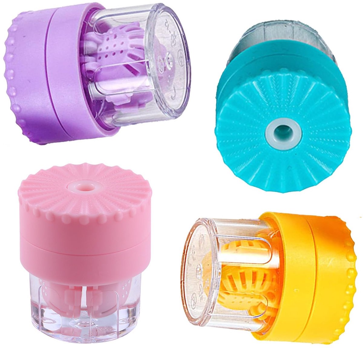 4-delige handmatige contactlensreiniger - scrubber, plastic lensreinigingsetui, reis-spin-out eiwitverwijderaar