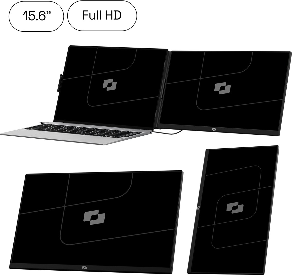 Screenmate® Infinity Lite Portable Monitor 15,6” - Draagbare Monitor met Beschermhoes - Extra Scherm Laptop - Draagbaar Beeldscherm - Zwart