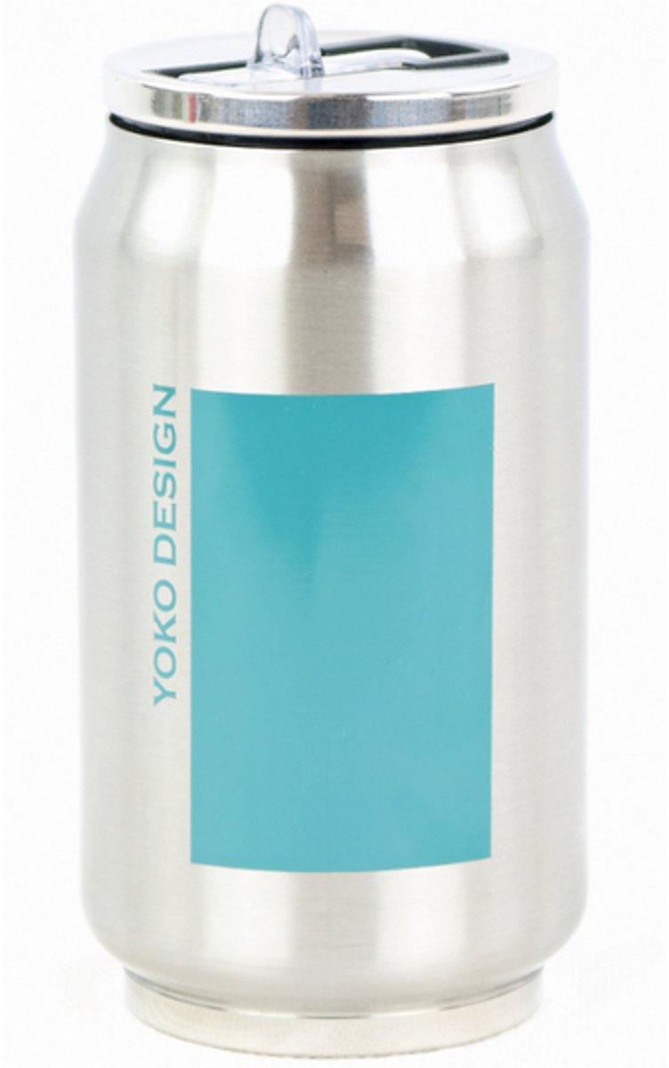 YK Design Isolerende drinkfles 280 ml met rietje - RVS blauw eend 1750