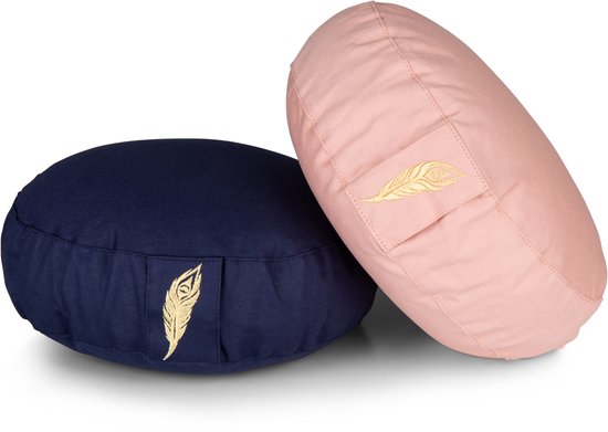 MindBaas - Meditatiekussen - Eco - Rond - Extra Laag - Kids - Donkerblauw - Dubbel Gestikt - 8 x 28 cm (hoogte x diameter) - Yoga kussen - Yogakussen van Merkloos — afbeelding 2