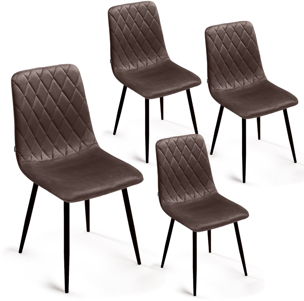 Lina® Elisia Velvet Eetkamerstoelen - Stoel - Bruin - Set van 4