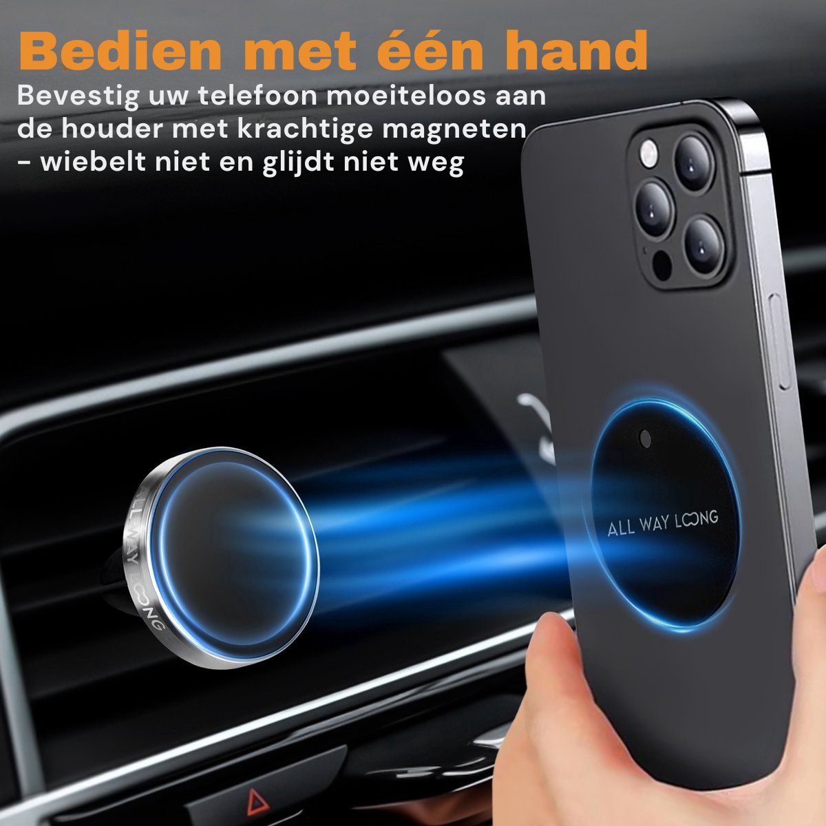 Telefoonhouder Auto - Magnetisch - Metaal & Stevig - Off-Road & Drempel Proof - GSM Mobiel Houder - Autohouder - Universeel - Telefoonhouders Auto Ventilatie – foto 2