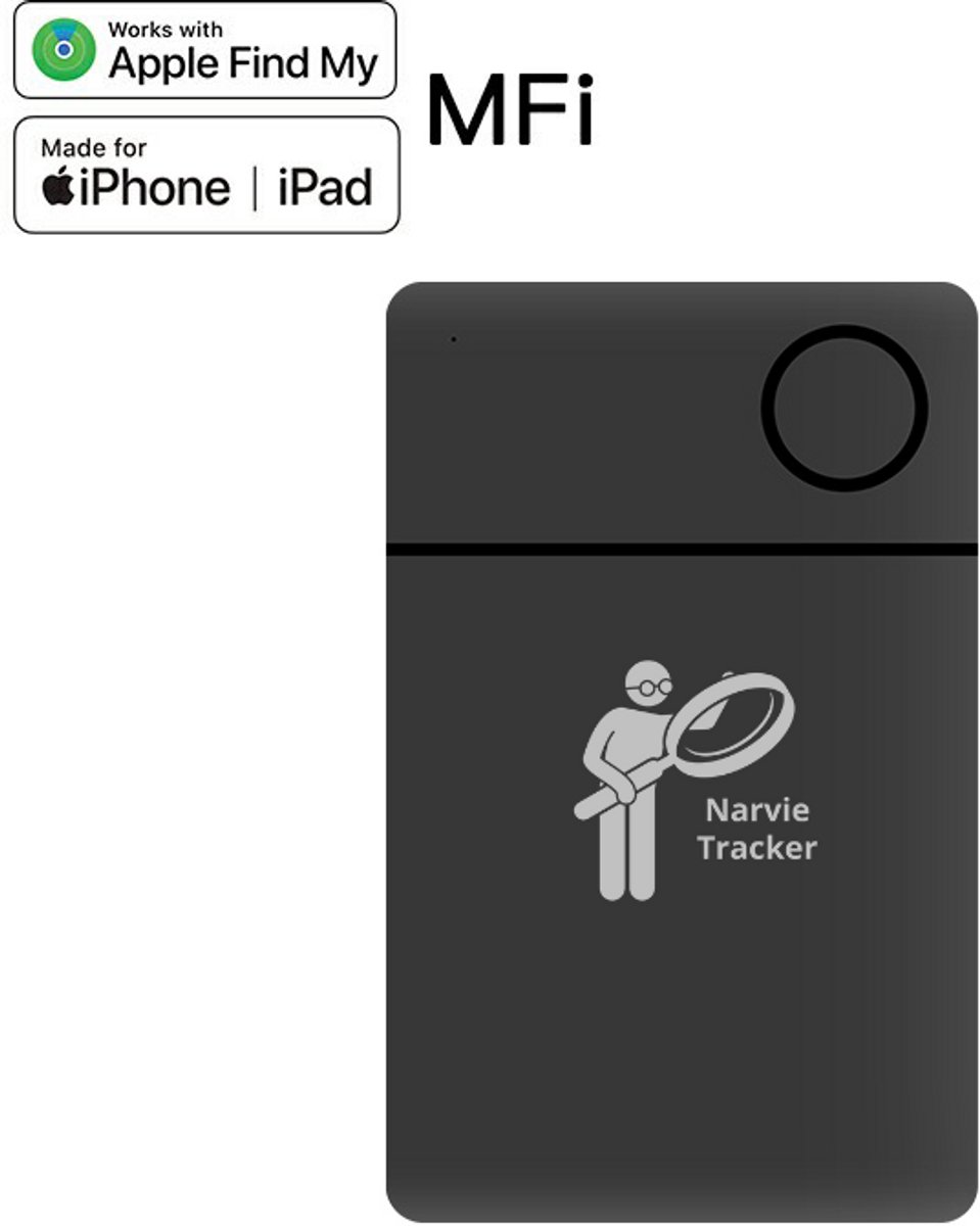 Narvie Wallet Finder - IOS find my - pasje vorm - Locator voor portefeuilles, paspoorten, en meer - Waterdicht met lange levensduur batterij