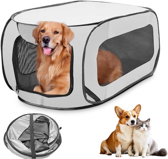 Opvouwbare Draagbare Bench voor Honden en Katten - Ademend Netmateriaal - Lichtgewicht Hondenren voor Binnen en Buiten - Huisdierbox voor Reizen, Camping en Vakantie - Geschikt voor Konijnen en Kleine Dieren
