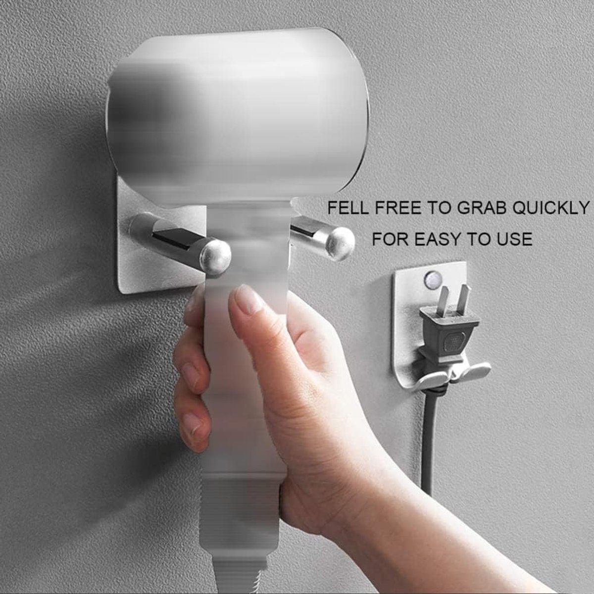 Support Magnétique Pour Sèche-cheveux SUNJULY - Sans Perçage, Aluminium, Autocollant 3M, Universel, Pour Salle De Bain Ou Salon - 8