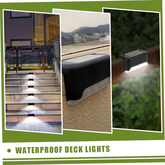 CREECHWA Zonne-dekverlichting, LED Solar Step Light IP65 Waterdicht Outdoor Tuin Pad Patio Trappen Trappen Hek Lampen (4 stuks
