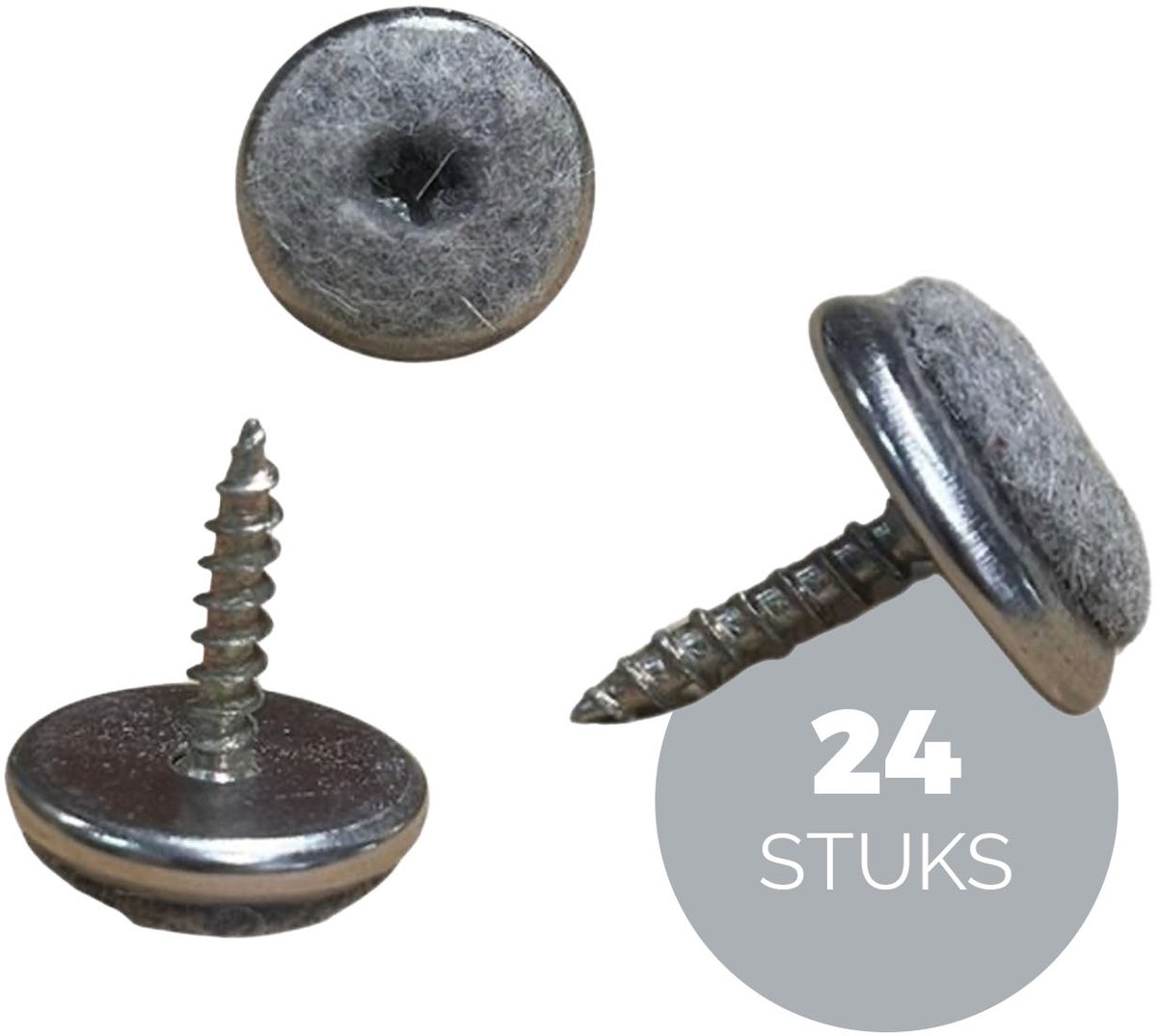 Eleganca Viltglijder met Schroef - 30 mm - Vloerbeschermers - Stoelpoot Beschermers - Meubelvilt - 24 stuks