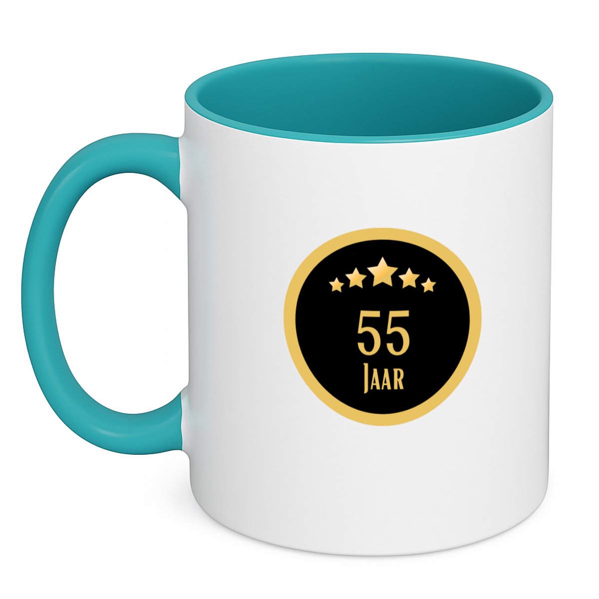 Hacebo® - 55 jaar koffiebeker turquoise - iemand die 55 jaar is geworden of 55 jaar lang een relatie hebben of getrouwd zijn - thee mok - koffie beker - verjaardagscadeau - verjaardag - cadeau - kado - koffiemok - 350 ML inhoud