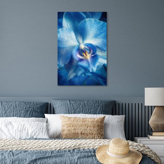 Poster 60x90 cm - Blauw - Orchidee - Elegeant - Posters - Kamer decoratie - Wanddecoratie woonkamer - Muurdecoratie slaapkamer