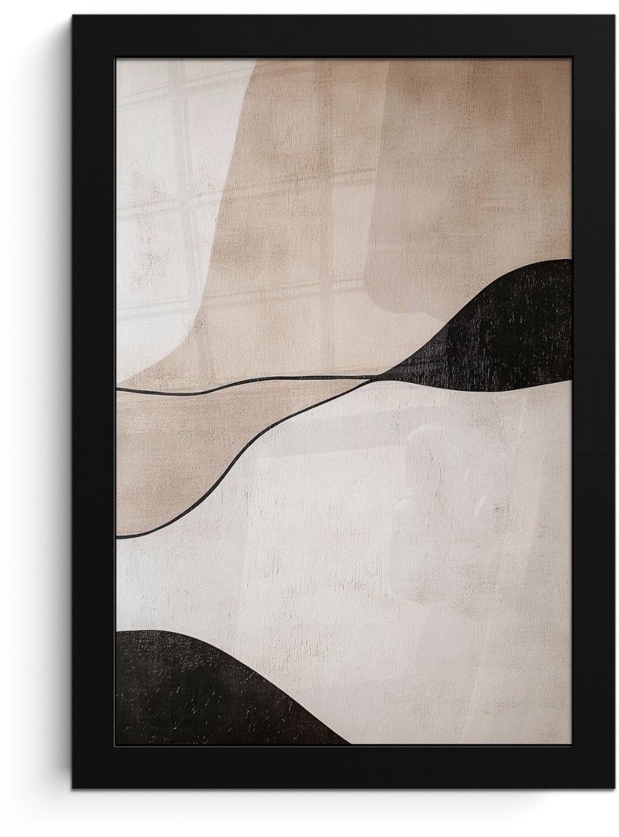 FrameYourWall Poster in lijst - Fotolijst 20x30 cm - Posters - Contourlijnen - Abstracte landschap - Posterlijst zwart - Decoratie - Wanddecoratie woonkamer - Muurdecoratie slaapkamer
