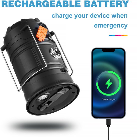 Lanterne Solaire Pliable Berkshire – Rechargeable – Parfaite Pour Le Camping