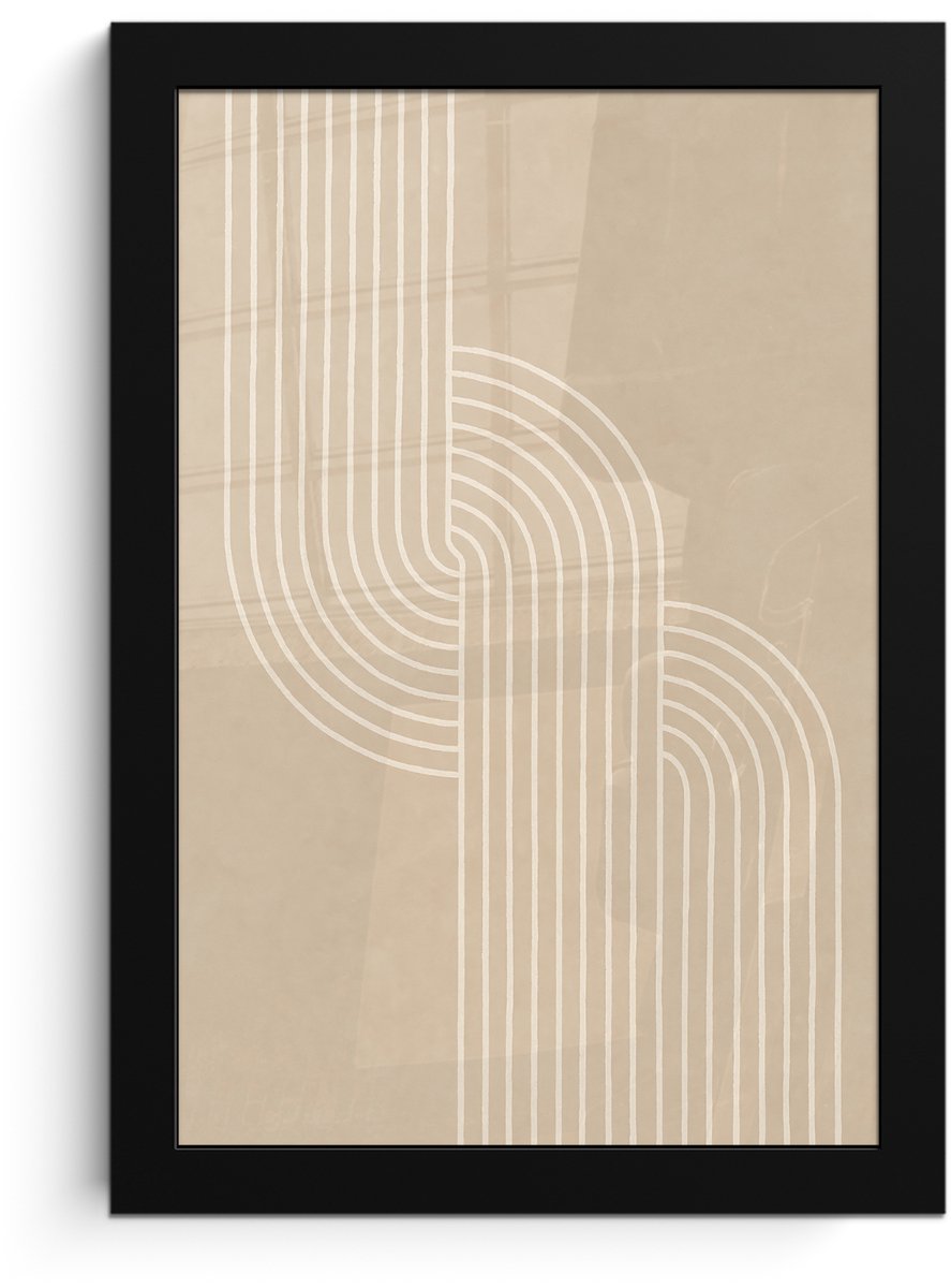 FrameYourWall Poster in lijst - Fotolijst 20x30 cm - Posters - Parallelle lijnen - Lichte textuur - Beige - Posterlijst zwart - Decoratie - Wanddecoratie woonkamer - Muurdecoratie slaapkamer