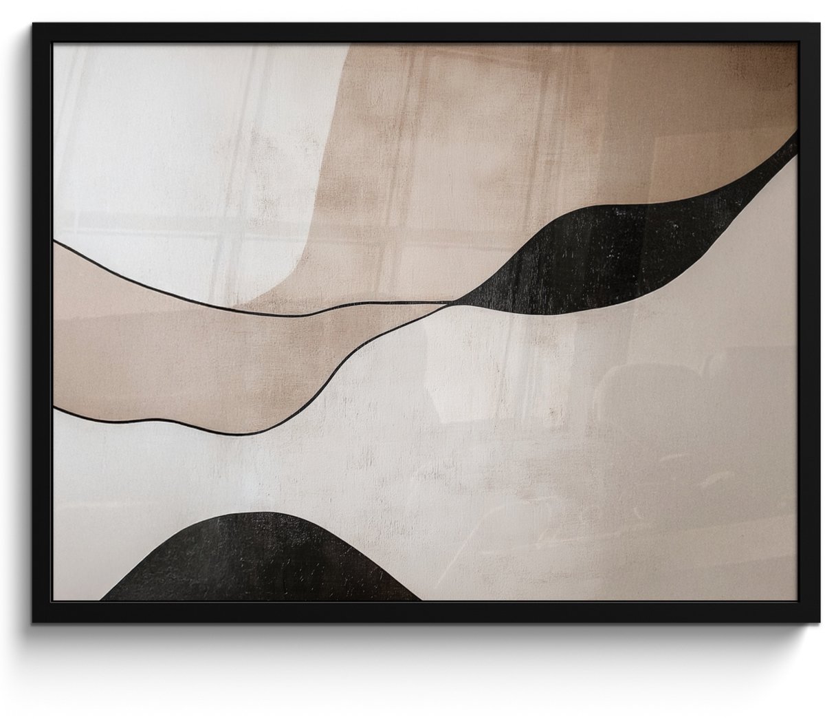 FrameYourWall Poster in lijst - Fotolijst 80x60 cm - Posters - Contourlijnen - Abstracte landschap - Posterlijst zwart - Decoratie - Wanddecoratie woonkamer - Muurdecoratie slaapkamer