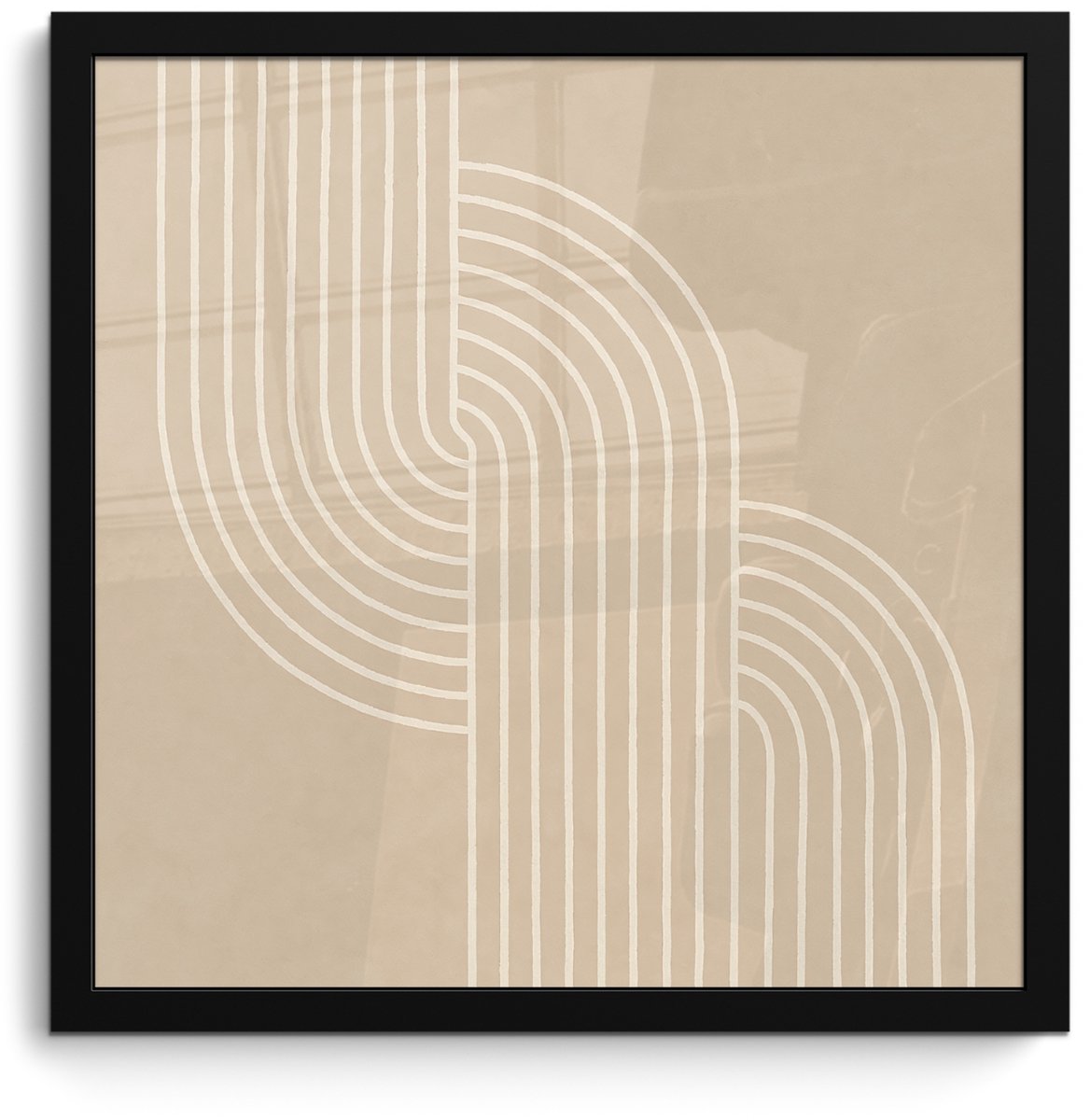 FrameYourWall Poster in lijst - Fotolijst 40x40 cm - Posters - Parallelle lijnen - Lichte textuur - Beige - Posterlijst zwart - Decoratie - Wanddecoratie woonkamer - Muurdecoratie slaapkamer