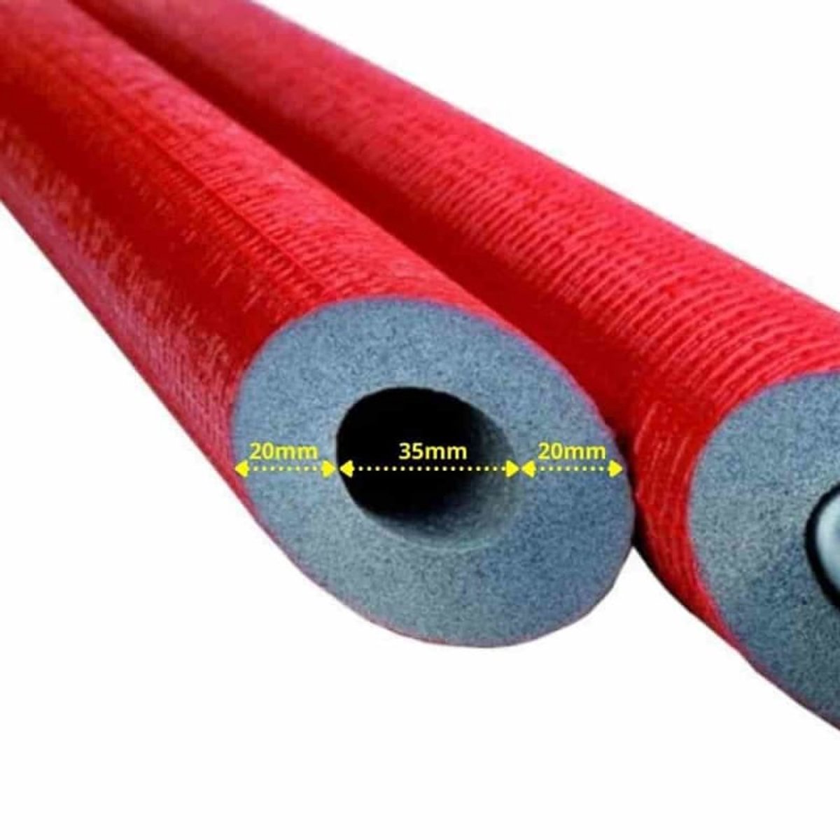 Pijp isolatie 35mm x 20mm, 2m, grijze verwarmingsbuis isolatie