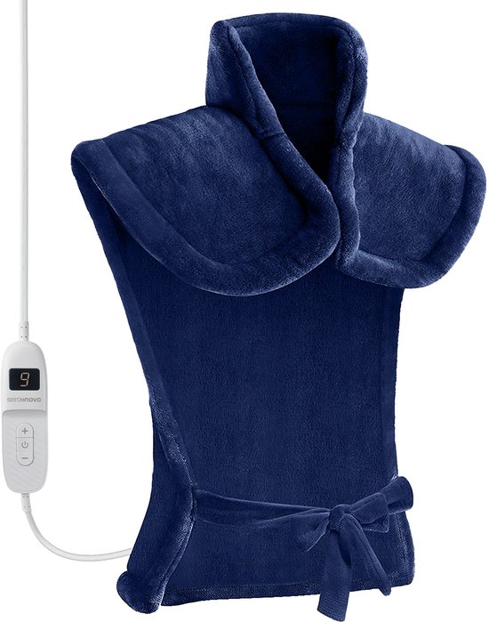 Seranova Verzwaard Elektrisch Warmtekussen voor Rug, Schouders en Nek - Heating Pad - Verwarmingskussen - 1.3KG - 100w - Blauw