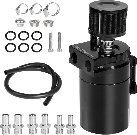 Universele Auto-olievangerset, 300ml Aluminium Auto Motoroliereservoir Vangblik Ontluchtingstankset Met Luchtfilter Slang En Andere Accessoires Universele Auto-olievangerset, 300ml Aluminium Auto Motoroliereservoir Vangblik Ontluchtingstankset Met Luchtfilter Slang En Andere Accessoires
