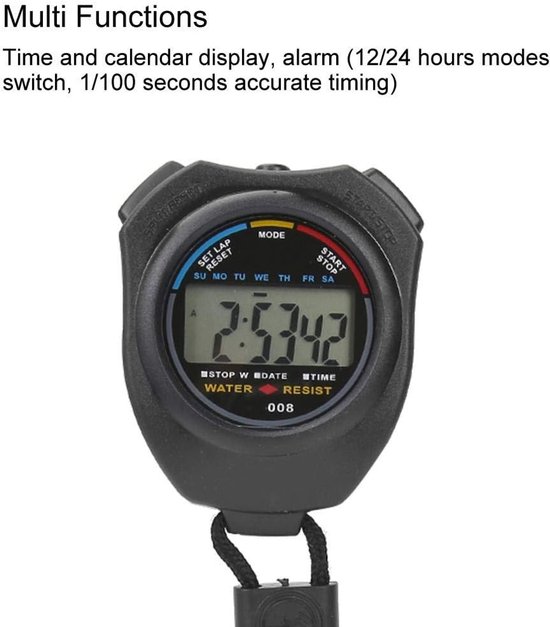 LEOFLA Digitale Stopwatch – Multifunctioneel Voor Sport En Hardlopen, Gedeeltelijke En Totale Tijd, 7.5x6x1.8 Cm, 44g